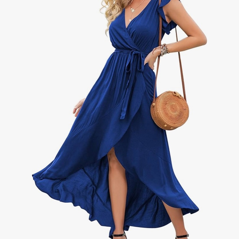 GRECERELLE Elegant 2025 women’s spring summer v-neck faux wrap maxi dress